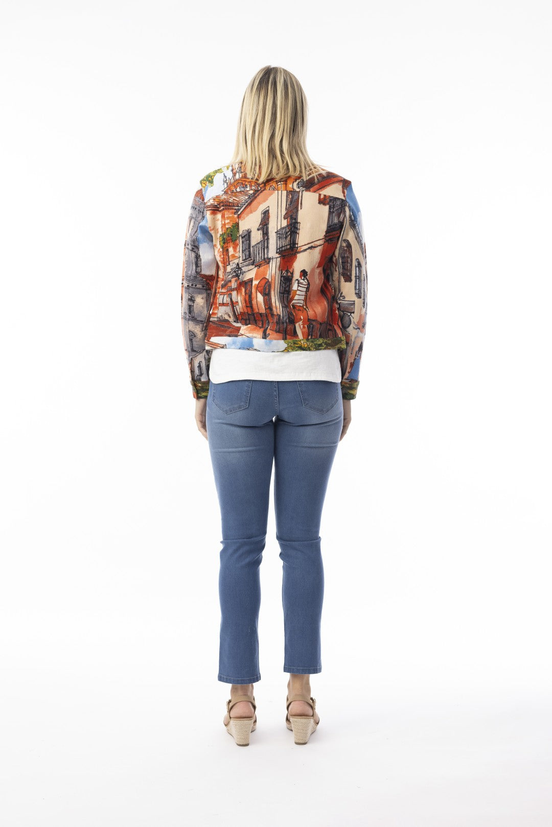 Printed Cotton Ponte Jacket Peach