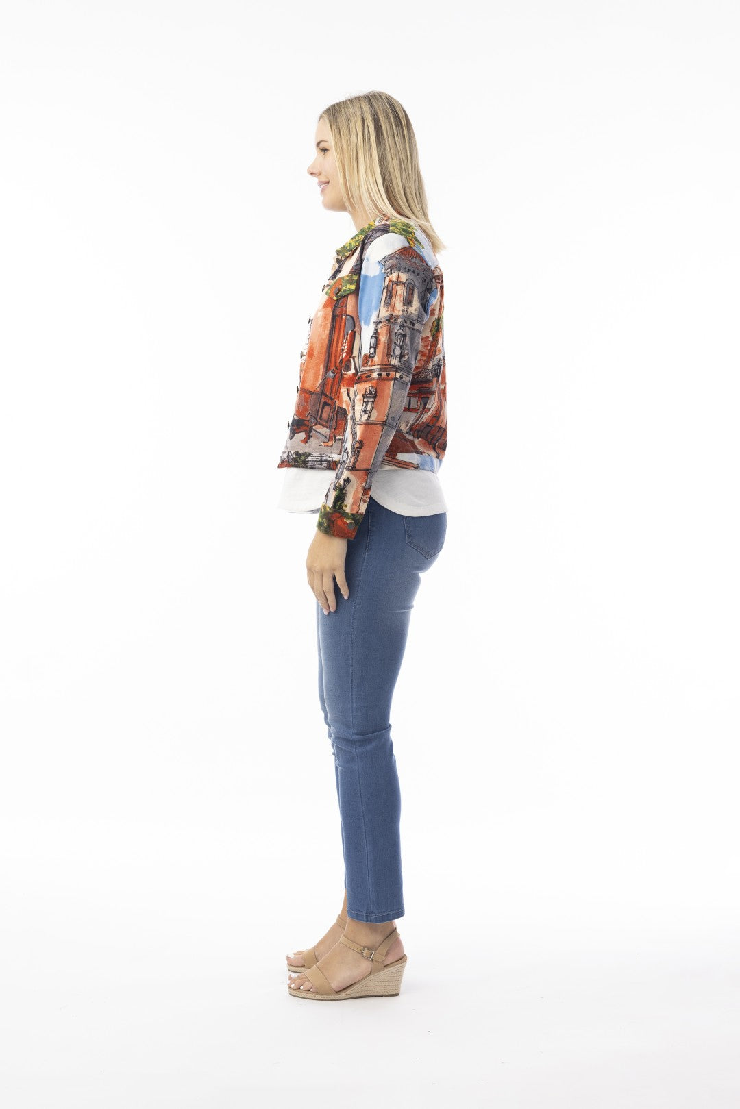 Printed Cotton Ponte Jacket Peach
