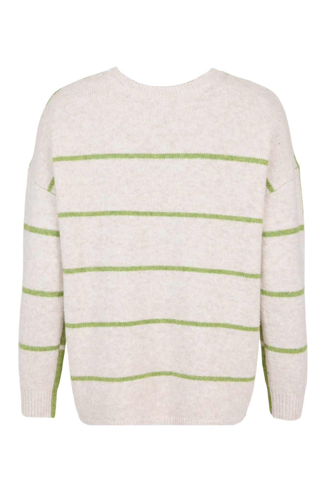 Sunday Striped Round Neck Jumper - Herb Green Combo