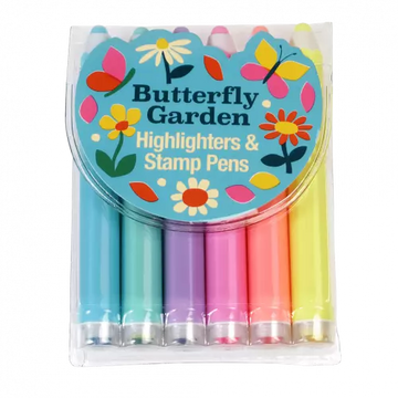 Highlighter & stamp pens (set of 6) - Butterfly Garden