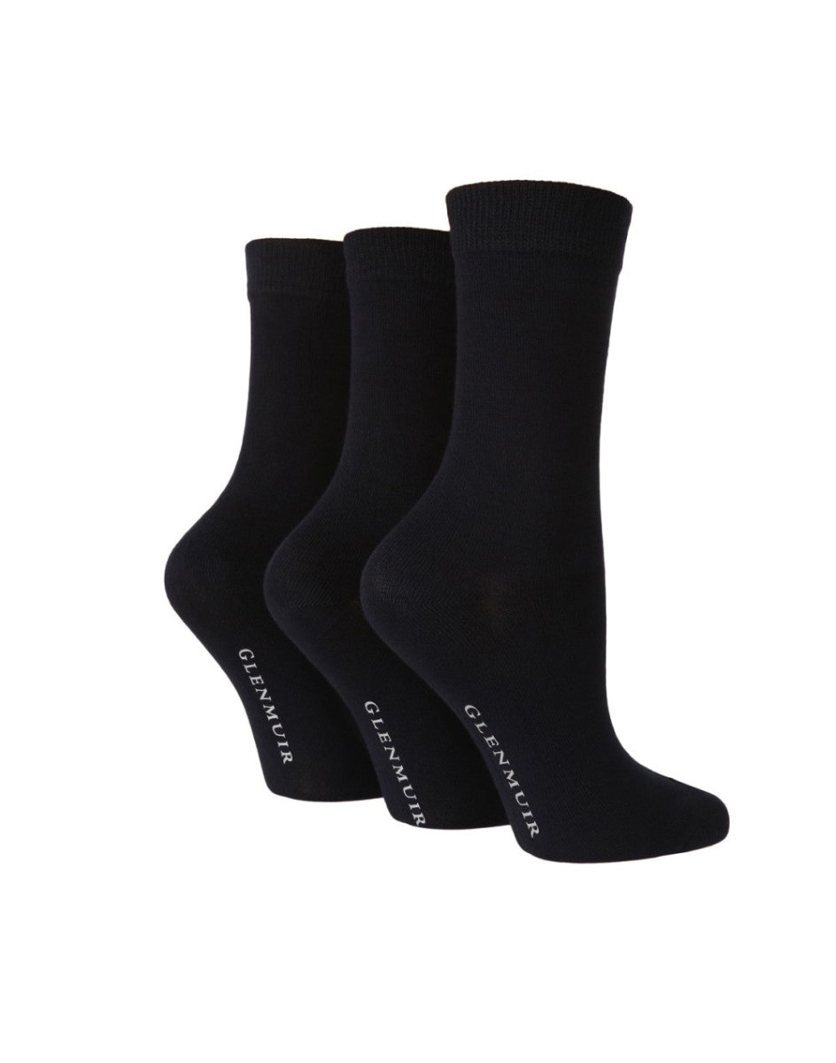 3 Pairs Ladies Plain Bamboo Socks - RUTHERFORD & Co