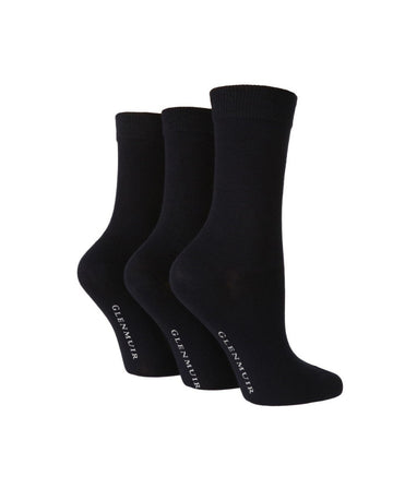 3 Pairs Ladies Plain Bamboo Socks - RUTHERFORD & Co