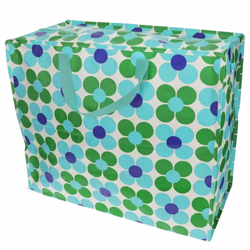 Jumbo storage bag - Blue and green Daisy