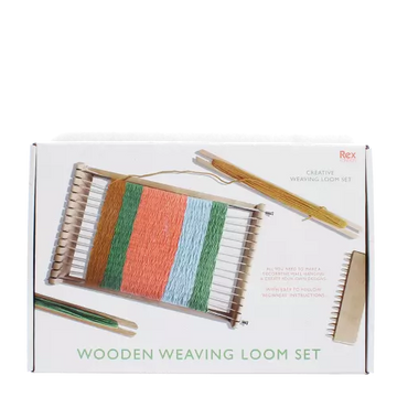 Wooden weaving loom set