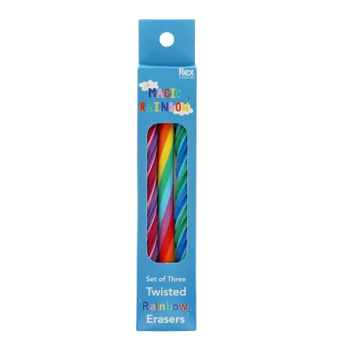 Twisted rainbow erasers (set of 3)