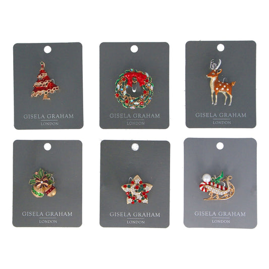 Diamante Christmas Metal Brooch (8cm)