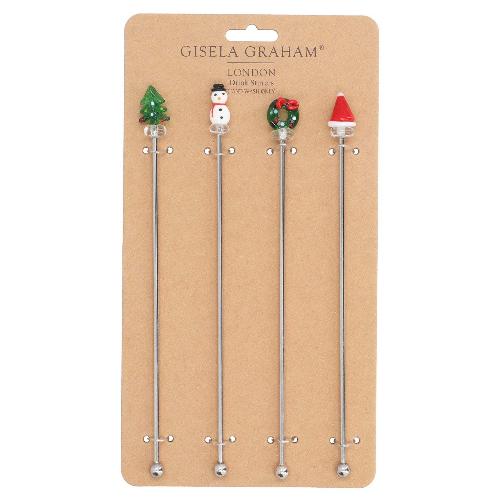 Pack/4 Glass Cocktail Stirrer 23cm – Christmas