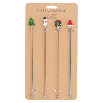 Pack/4 Glass Cocktail Stirrer 23cm – Christmas