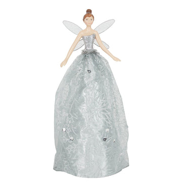 Silver Sparkling Fairy Resin Tree Topper (29cm)