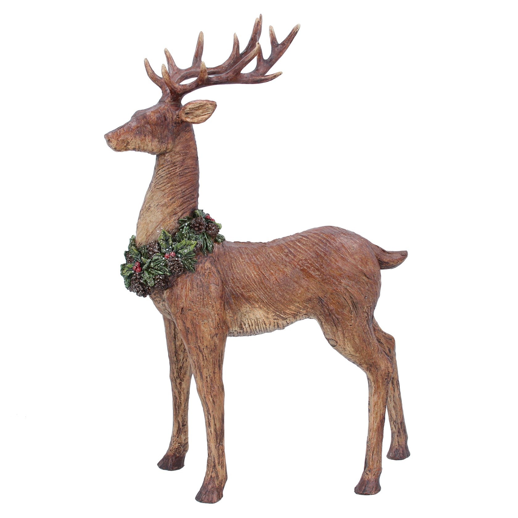 Resin Stag w Wreath Orn