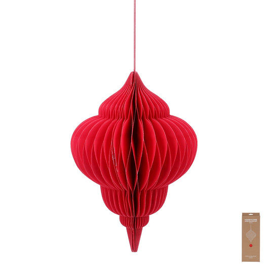 Red Honeycomb Ogee Paper Decoration (30cm)