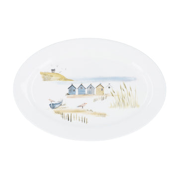 New Bone China Platter 35cm - Beach Huts