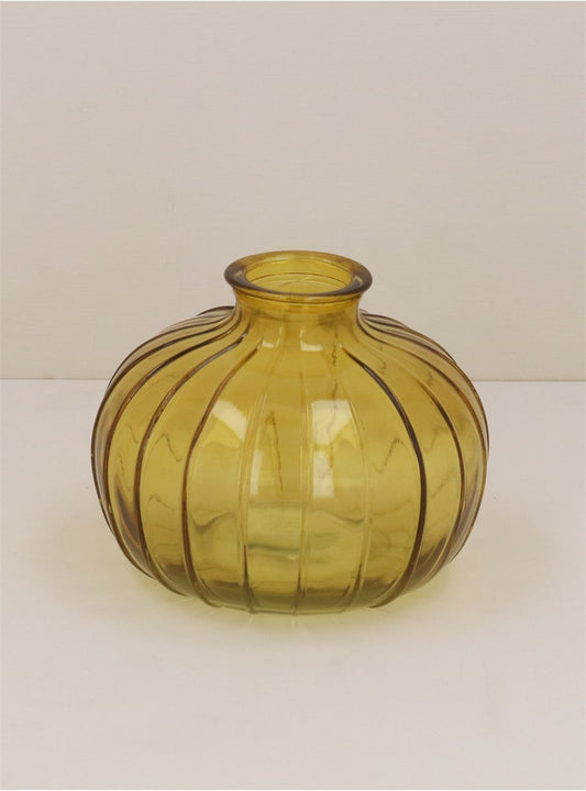 Glass Vase - Straw Yellow Onion Bud