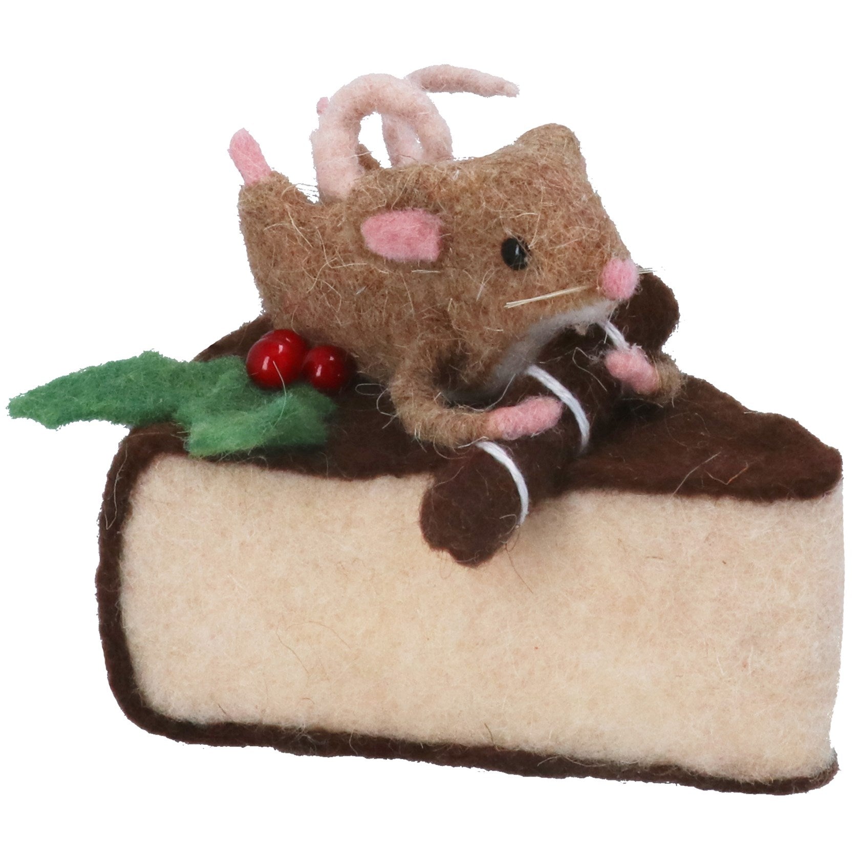 Mixed Wool Mouse on Cake Slice Orn