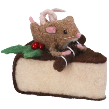 Mixed Wool Mouse on Cake Slice Orn