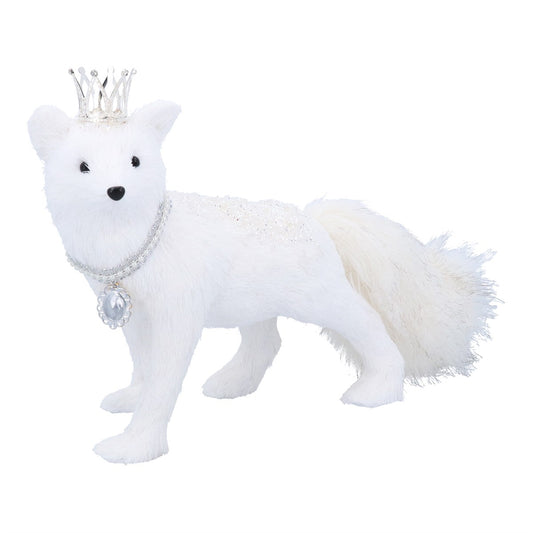 Arctic Fox with Silver Crown/Necklace Bristle Ornament (24cm)