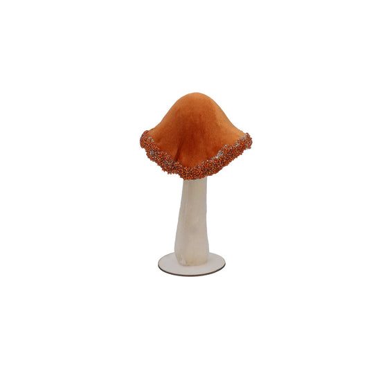 Orange/Gold Sparkles Toadstool Flock Ornament (21cm)