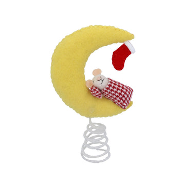 Sleeping Mouse/Moon Fabric Tree Topper (24cm)