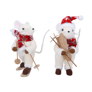 White Mouse on Skis Plush Ornament (24cm)