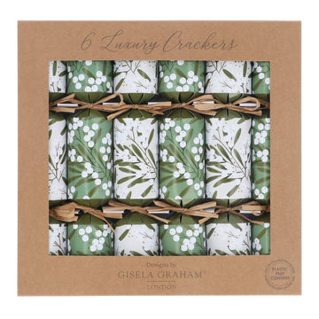 Mistletoe Green & Ivory Crackers/Box of 6