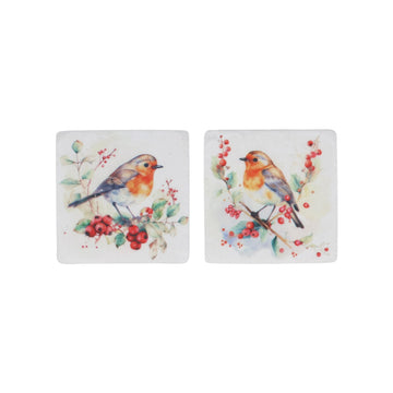 Resin Coaster/Robin w Berries/Astd