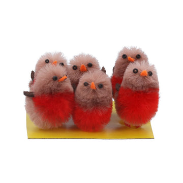 Robin Box of 6 Chenille Decoration (3cm)