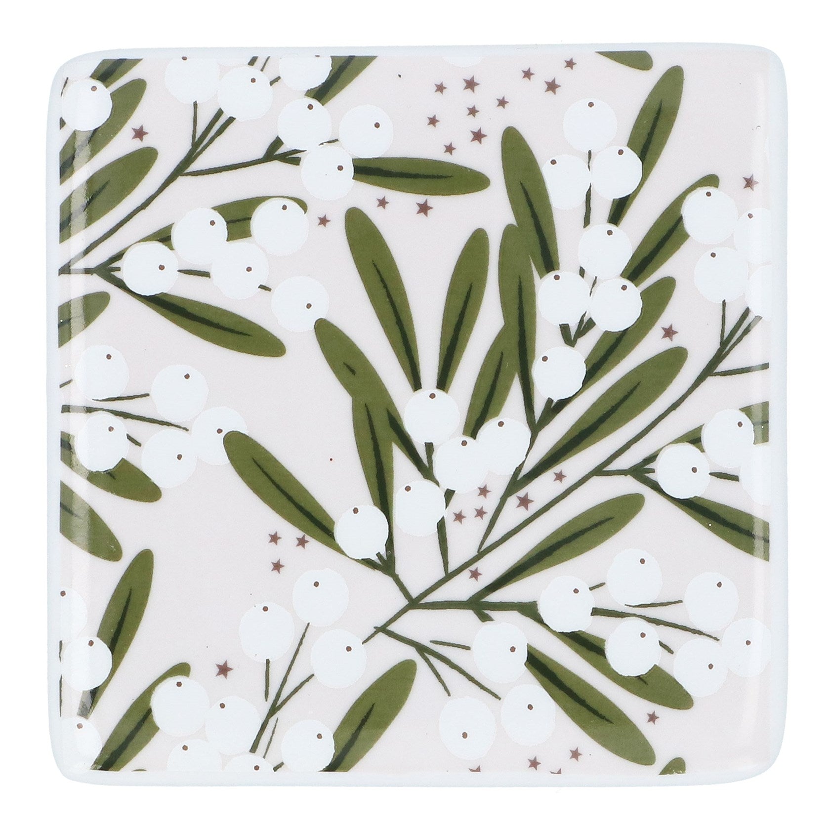 Mistletoe Porcelain Coaster