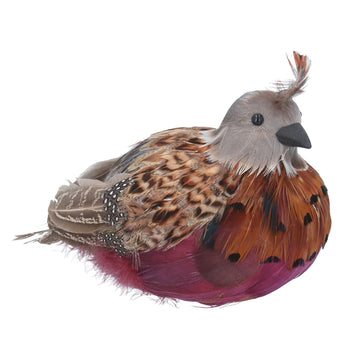 Sitting Partridge Faux Feather Ornament (16cm)