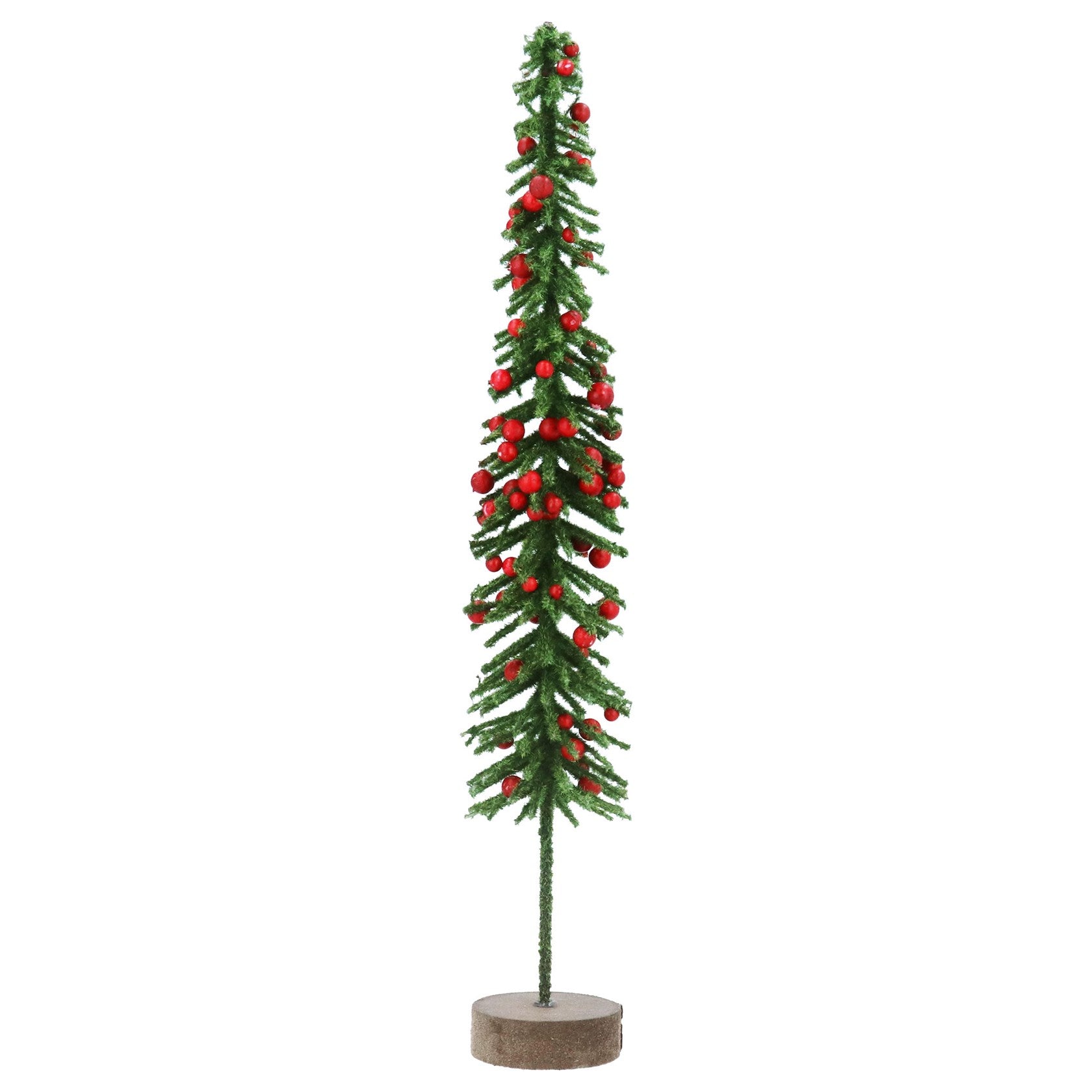 Glitter Bristle Slim Tree w Berries/Med