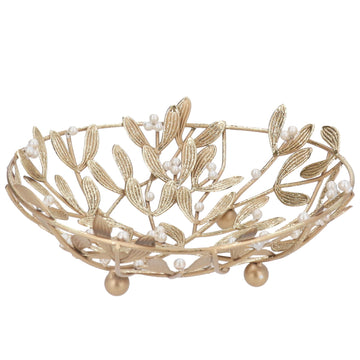 Gold Metal Mistletoe Bowl