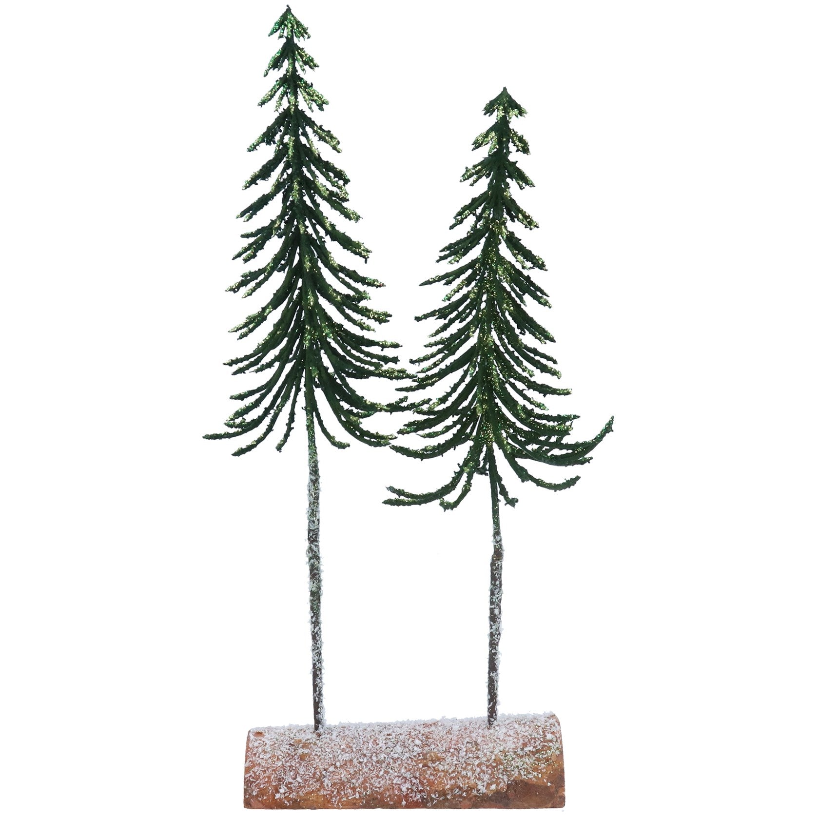 Bristle Orn 30cm – Double Green Glittered Tree on Log