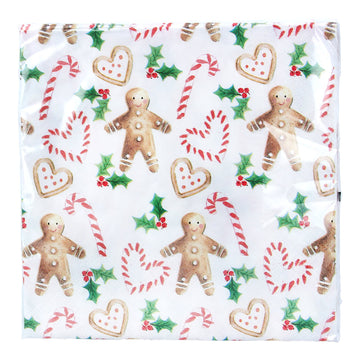 Gingerbread Man Pack of 20 Paper Napkins (16cm)