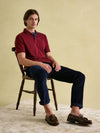 Woody Burgundy Red Regular Fit Cotton Pique Polo Shirt