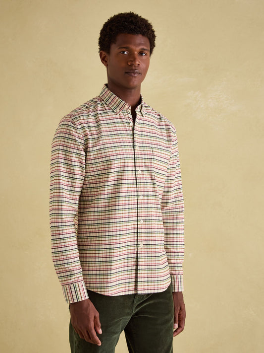 Welford Cream Multi Cotton Check Shirt