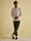 Welford Cream Multi Cotton Check Shirt