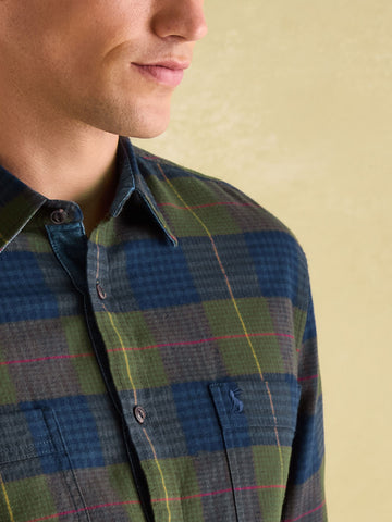 Buchanan Navy Soft Brushed Cotton Check Shirt