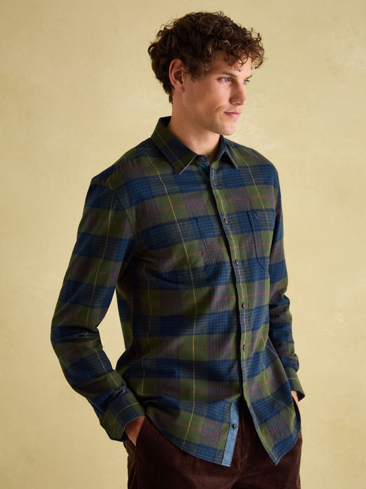 Buchanan Navy Soft Brushed Cotton Check Shirt