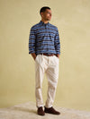 Welford Navy Cotton Check Shirt