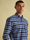 Welford Navy Cotton Check Shirt