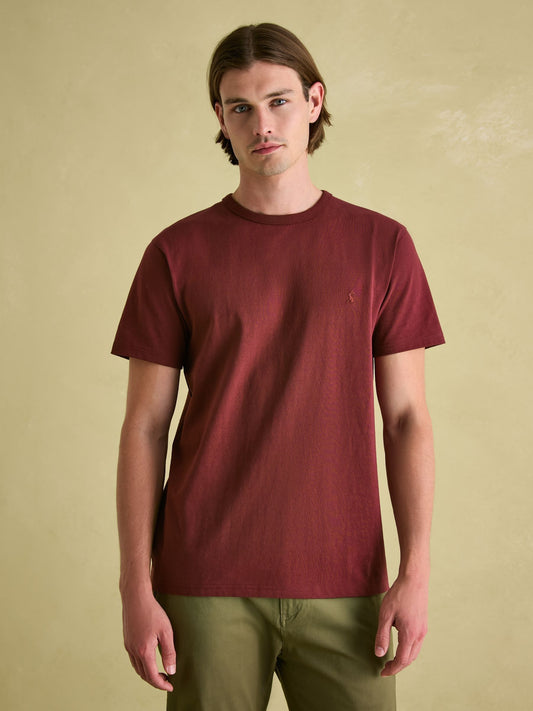 Denton Burgundy Red Plain Jersey Crew Neck T-Shirt