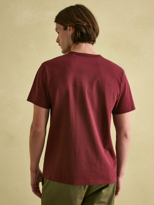 Denton Burgundy Red Plain Jersey Crew Neck T-Shirt