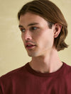 Denton Burgundy Red Plain Jersey Crew Neck T-Shirt