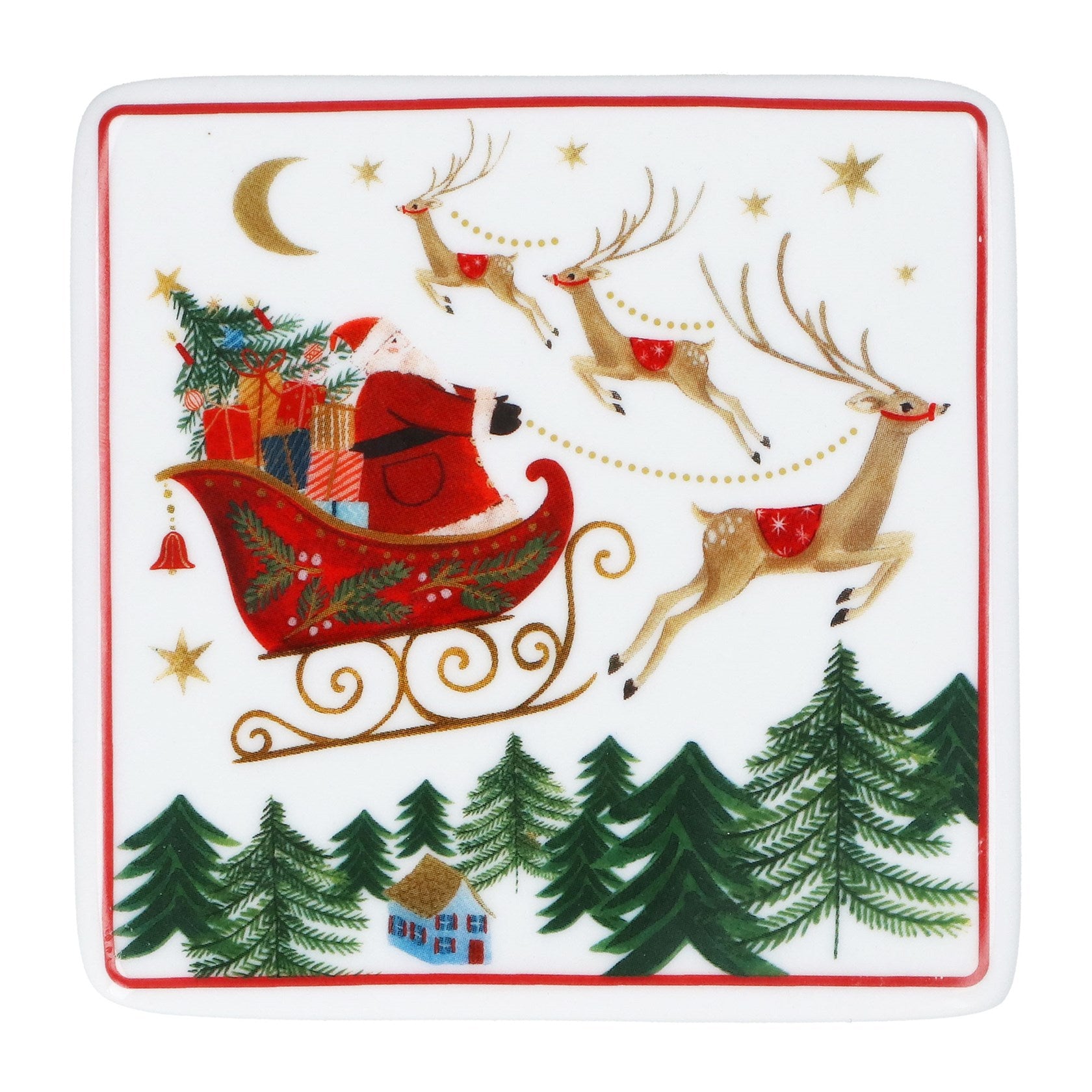 Porcelain Coaster 10cm – Nostalgia Sleigh