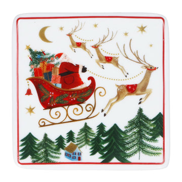 Porcelain Coaster 10cm – Nostalgia Sleigh