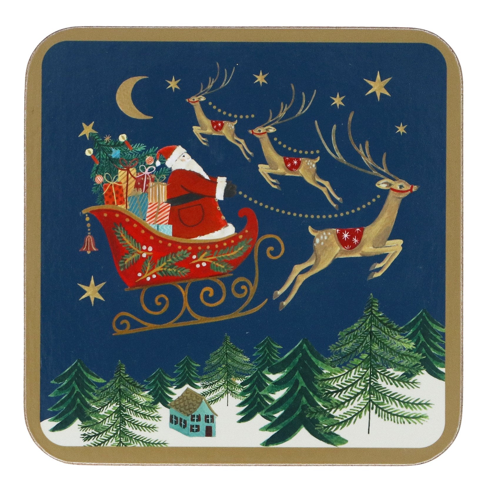 Pack/4 Cork Based Coaster 10cm – Nostalgia Sleigh