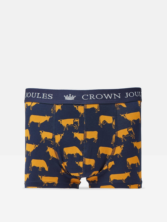 Crown Joules Navy/Yellow Pack of Two Cotton Boxers