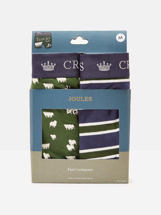 Crown Joules Green/Navy Pack of Two Cotton Briefs