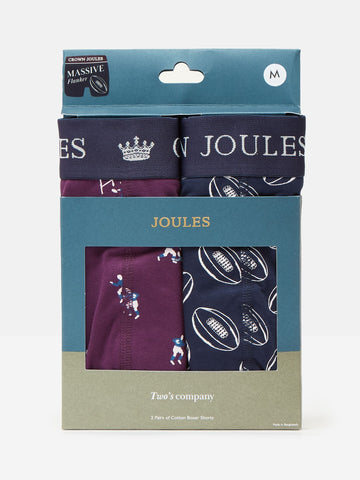 Crown Joules Navy/Purple Pack of Two Cotton Boxers