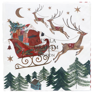 Pack/20 Paper Napkins 16cm – Santa in Sleigh