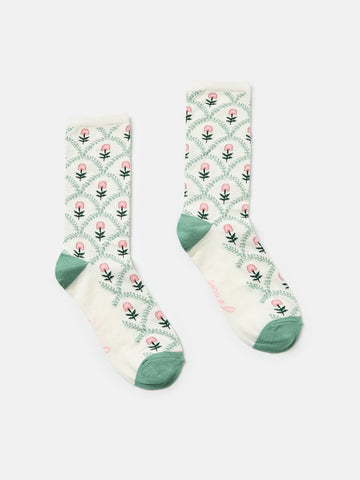 Cream/Pink/Green Excellent Everyday Single Ankle Socks